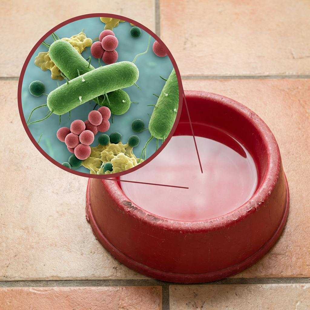 Gamelle classique contaminée par un biofilm bactérien